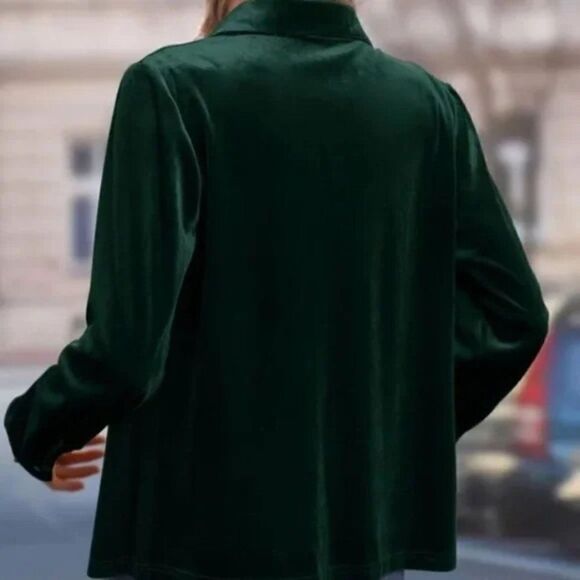 New Luxe Burgundy Velvet ButtonâDownâOversizedâShirtâTop - Picture 12 of 16